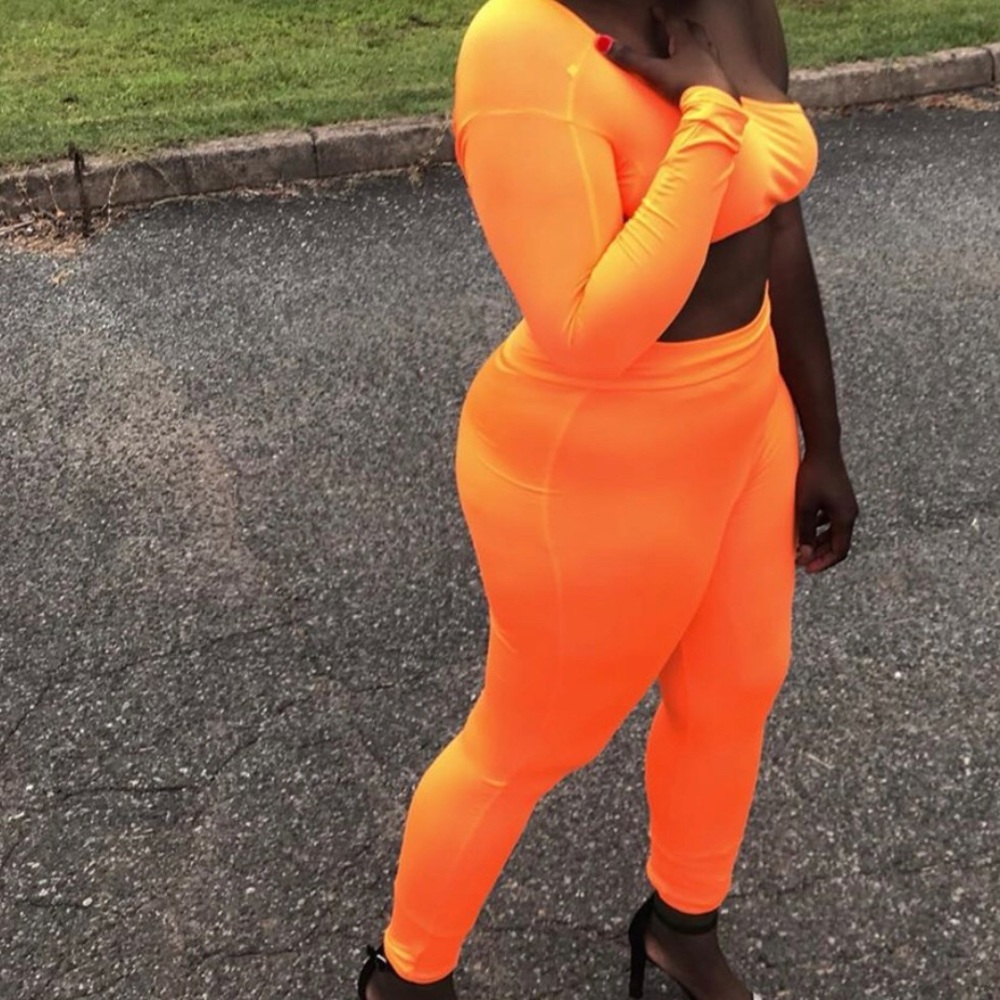 two piece set  one shoulder top and pants.